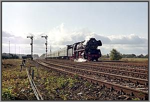 Zum Vergrößern auf das Bild klicken! Dort können Sie auch blättern und die Bildunterschriften lesen! 41 1231 mit D 1195 (Magdeburg-Brest) in Güsen (Kr Genthin)